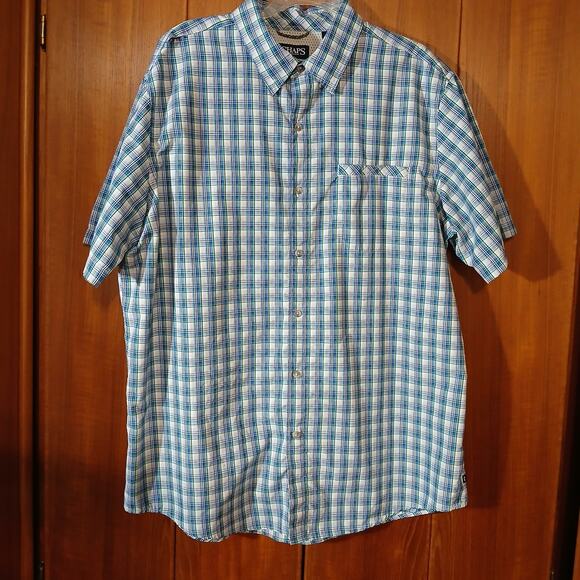 Chaps Mens Shirt Short Sleeve/ Button-Down/ Multicolor Mini-Plaid/XL - Picture 1 of 7